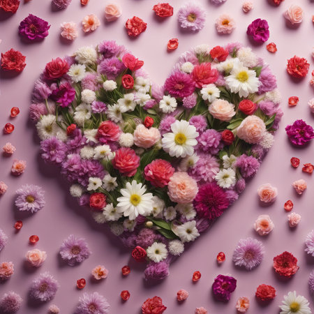 Beautiful Heart Shaped Blooming Flowers for Valentine's Day Backgroundの素材