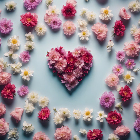 Beautiful Heart Shaped Blooming Flowers for Valentine's Day Backgroundの素材