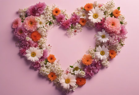 Beautiful Heart Shaped Blooming Flowers for Valentine's Day Backgroundの素材