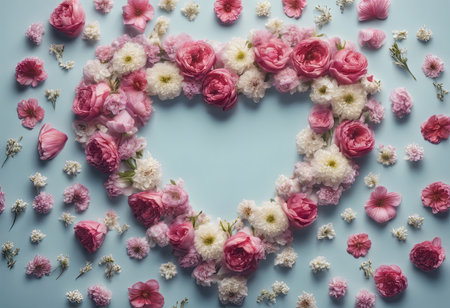 Beautiful Heart Shaped Blooming Flowers for Valentine's Day Backgroundの素材