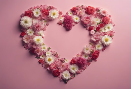 Beautiful Heart Shaped Blooming Flowers for Valentine's Day Backgroundの素材