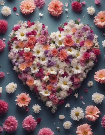Beautiful Heart Shaped Blooming Flowers for Valentine's Day Backgroundの素材