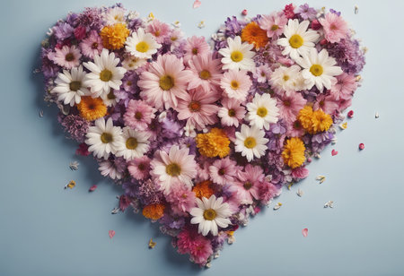 Beautiful Heart Shaped Blooming Flowers for Valentine's Day Backgroundの素材