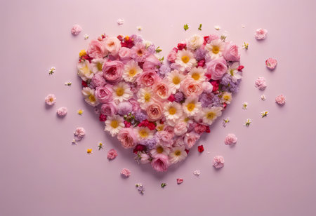 Beautiful Heart Shaped Blooming Flowers for Valentine's Day Backgroundの素材