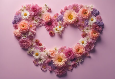 Beautiful Heart Shaped Blooming Flowers for Valentine's Day Backgroundの素材
