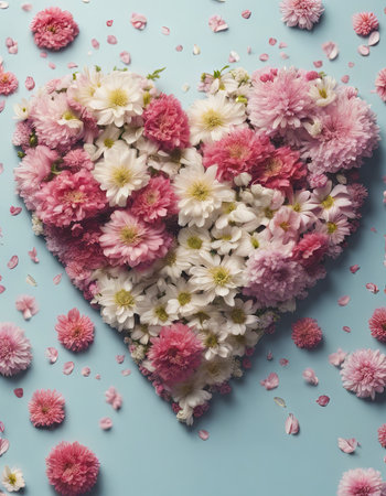 Beautiful Heart Shaped Blooming Flowers for Valentine's Day Backgroundの素材
