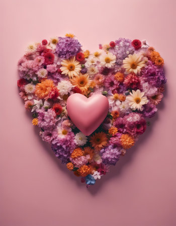 Beautiful Heart Shaped Blooming Flowers for Valentine's Day Backgroundの素材