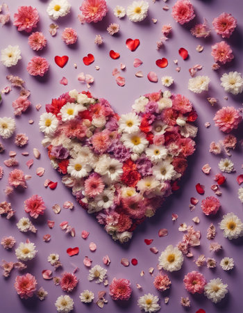 Beautiful Heart Shaped Blooming Flowers for Valentine's Day Backgroundの素材