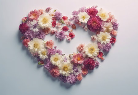 Beautiful Heart Shaped Blooming Flowers for Valentine's Day Backgroundの素材