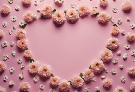 Beautiful Heart Shaped Blooming Flowers for Valentine's Day Backgroundの素材