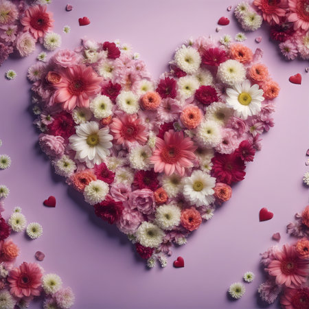 Beautiful Heart Shaped Blooming Flowers for Valentine's Day Backgroundの素材