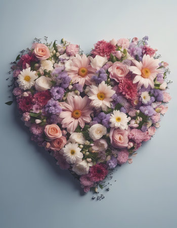 Beautiful Heart Shaped Blooming Flowers for Valentine's Day Backgroundの素材