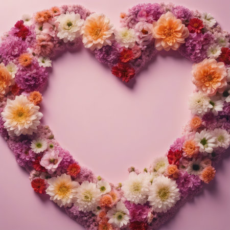 Beautiful Heart Shaped Blooming Flowers for Valentine's Day Backgroundの素材