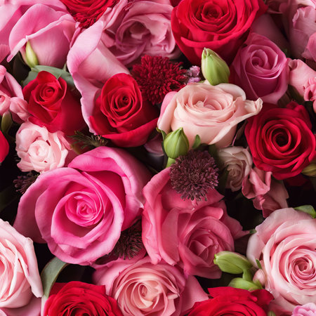 Beautiful Pink Flowers on a White Table for Valentine's Day Backgroundの素材