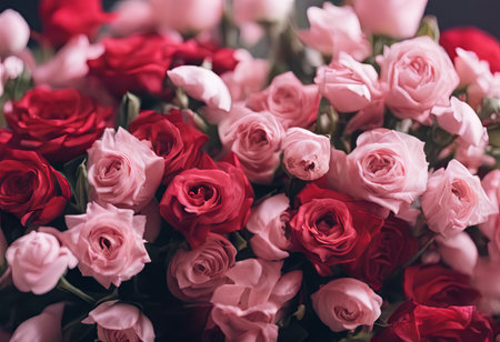 Beautiful Pink Flowers on a White Table for Valentine's Day Backgroundの素材