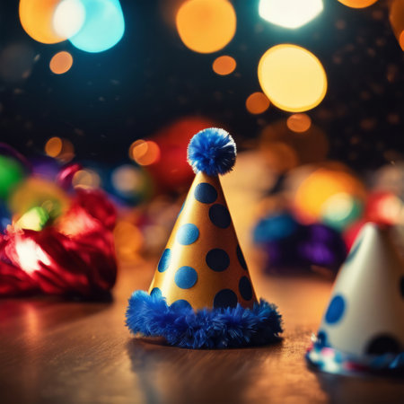 Party Hat and Other Decorations for April Fools or Birthday Backgroundの素材