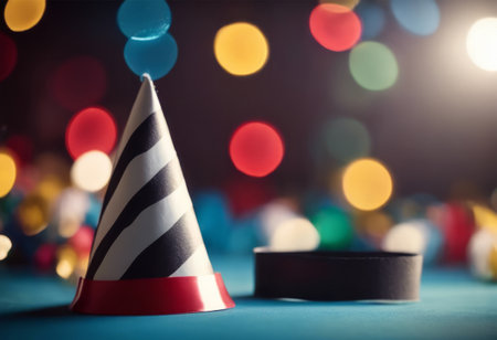Party Hat and Other Decorations for April Fools or Birthday Backgroundの素材