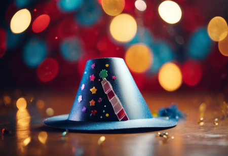 Party Hat and Other Decorations for April Fools or Birthday Backgroundの素材