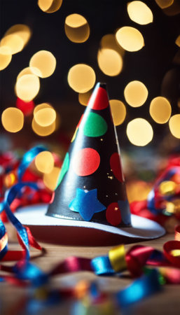 Party Hat and Other Decorations for April Fools or Birthday Backgroundの素材