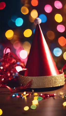 Party Hat and Other Decorations for April Fools or Birthday Backgroundの素材