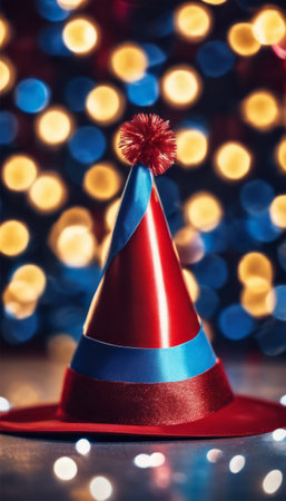 Party Hat and Other Decorations for April Fools or Birthday Backgroundの素材