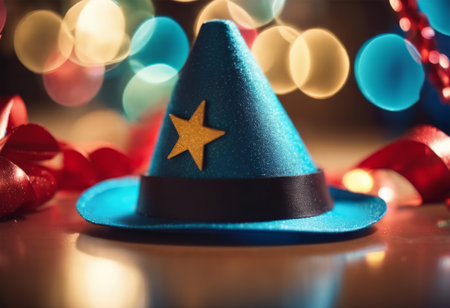Party Hat and Other Decorations for April Fools or Birthday Backgroundの素材