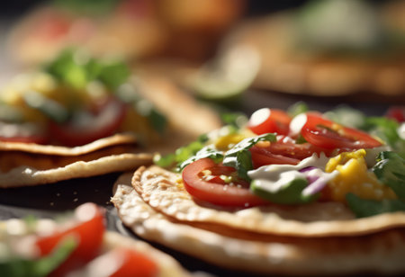 Traditional Mexican Food Tostadas on the Table for Food Backgroundの素材