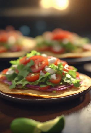 Traditional Mexican Food Tostadas on the Table for Food Backgroundの素材