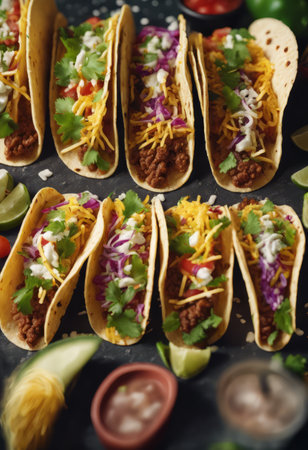 Traditional Mexican Food Tacos on the Table for Food Backgroundの素材
