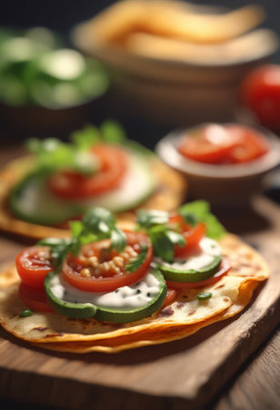 Traditional Mexican Food Tostadas on the Table for Food Backgroundの素材