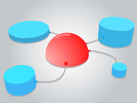 Linked cilinders with sphere at centre  illustrationのイラスト素材