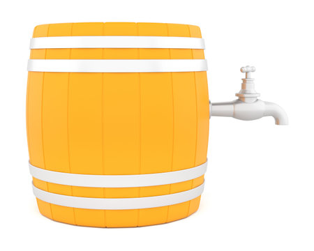 Barrel with the tap isolated on white background の写真素材
