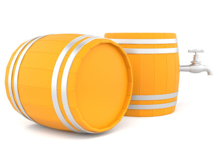 Barrel with the tap isolated on white background の写真素材