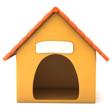 Cartoon styled doghouse isolated on white background  3d illustrationの写真素材