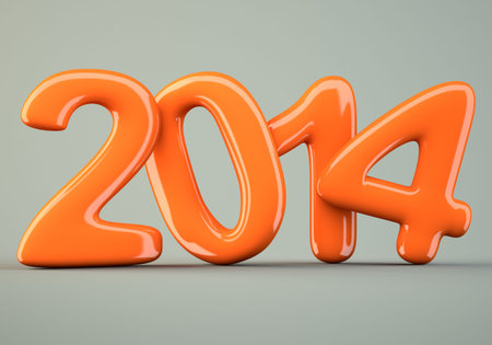 2014 New Year digits on gray 3d illustration 