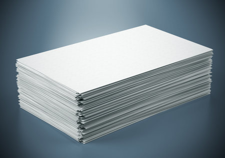 Blank business cards on dark blue 3d illustrationの写真素材