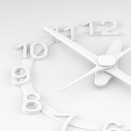 Grey clock on grey 3d illustration