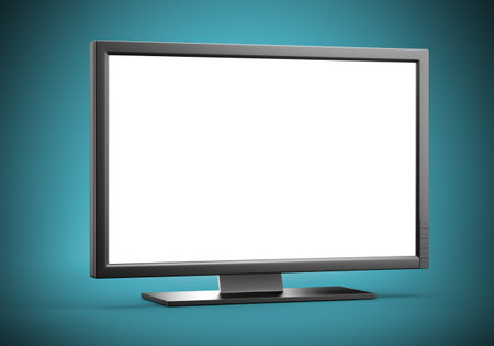 LCD computer monitor on dark . 3d illustrationの写真素材