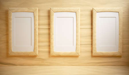 Paper room with blank frame on the wallの写真素材