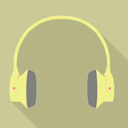 Headphone icon with long shadow on dark background  のイラスト素材