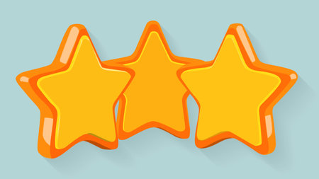 Three orange stars on light cyan background  vector illustration