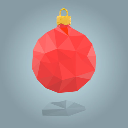 Polygonal red christmas bauble. EPS10 vector illustrationのイラスト素材