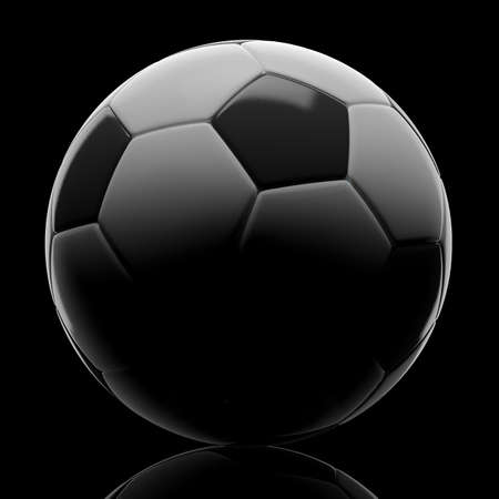 Soccer ball on black background with reflection.の写真素材
