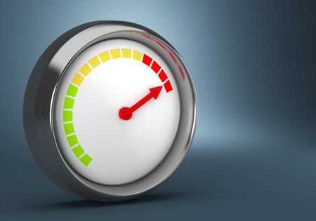 Gauge on dark blue background. 3d renderの写真素材