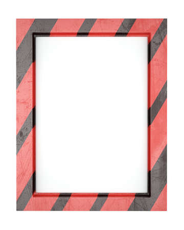 Blank striped metal frame isolated on whit background. 3d renderの写真素材