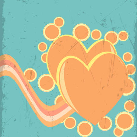 Two abstract hearts on grunge background. Eps10 vector illustrationのイラスト素材