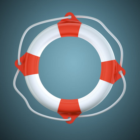 Lifebuoy on dark blue background. 3d render