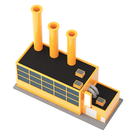 Industrial factory building isolated on white background. 3d renerの写真素材