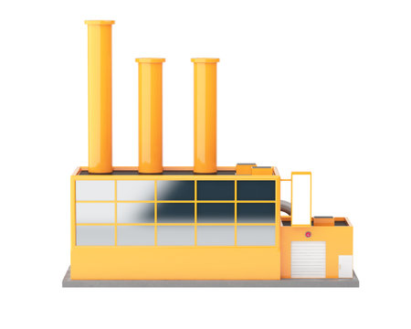 Industrial factory building isolated on white background. 3d renerの写真素材