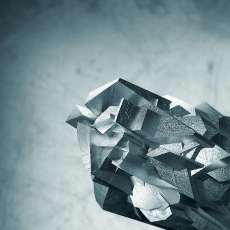 Abstract metal background with grunge metal parts in front and blurry back. 3d renderingの写真素材